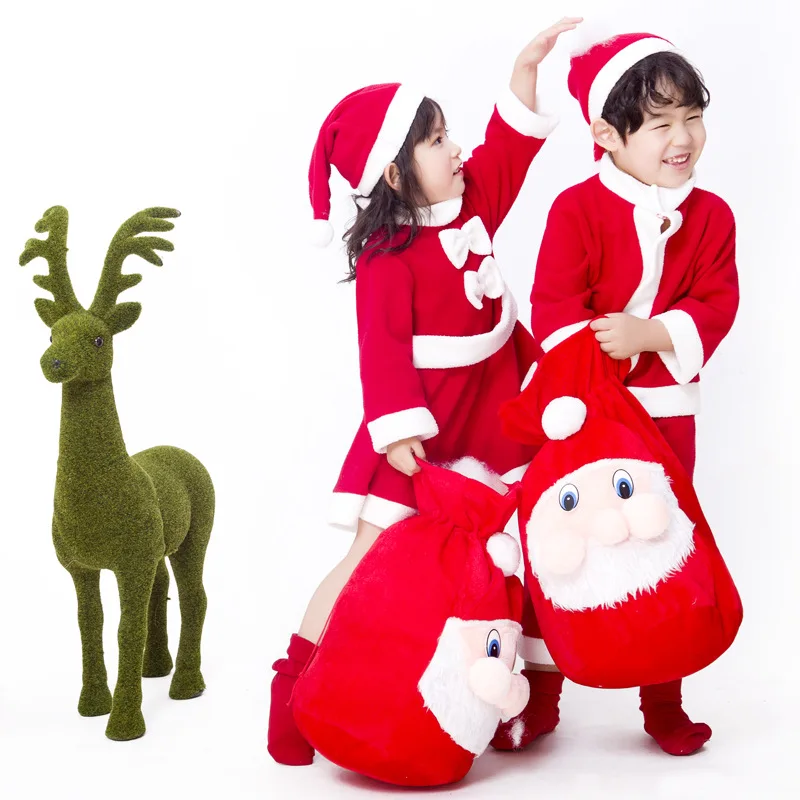 Baratos Conjuntos menina 2 4 6 8 10 años traje de Navidad para niños y niñas vestido rojo de Santa Claus con capa Cosplay ropa para niños Ropa para Niñas