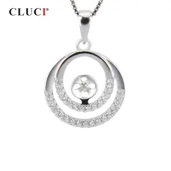 CLUCI Серебро 925 двойной круглый кулон для цепочки и ожерелья Jewelry для женщин 925 пробы Серебряный кулон с жемчугом монтажа талисманы ювелирные