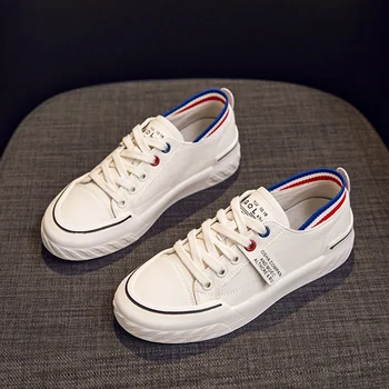 

Brand 2020 Spring New Genuine Leather Small White Shoes Wild Platform Student Casual Shoes Lace up Flat Women's Shoes Sneakers