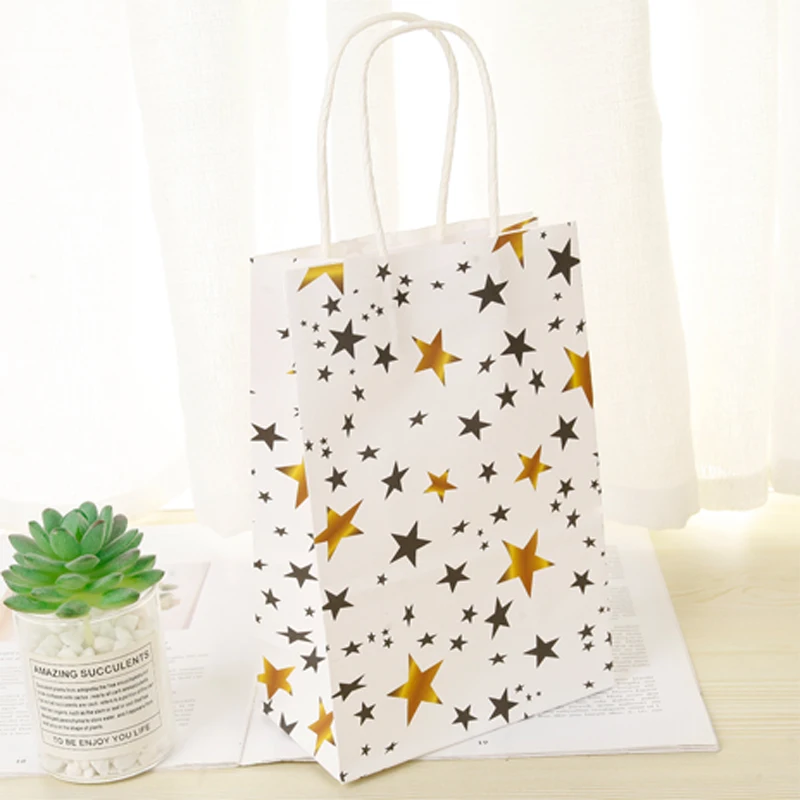 

10 pcs/lot 25*18*10cm Stripes Star Gift Paper Bags Packing Festival Wedding Party Favor Decoration Present Bags