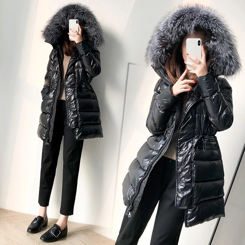 

Fashion Down Coat Wwomen Long Jacket 2020 New Winter Loose Parkas Female Black Hooded Warm Down Jacket Women Tops WM212