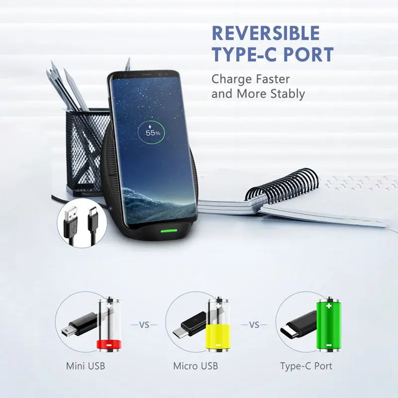 FFYY-Беспроводной Bluetooth быстрая Зарядное устройство Подставка с охлаждающим вентилятором совместим с Xs Max/Xr/Xs/X/8/8 Plus, 10 Вт для S10/N