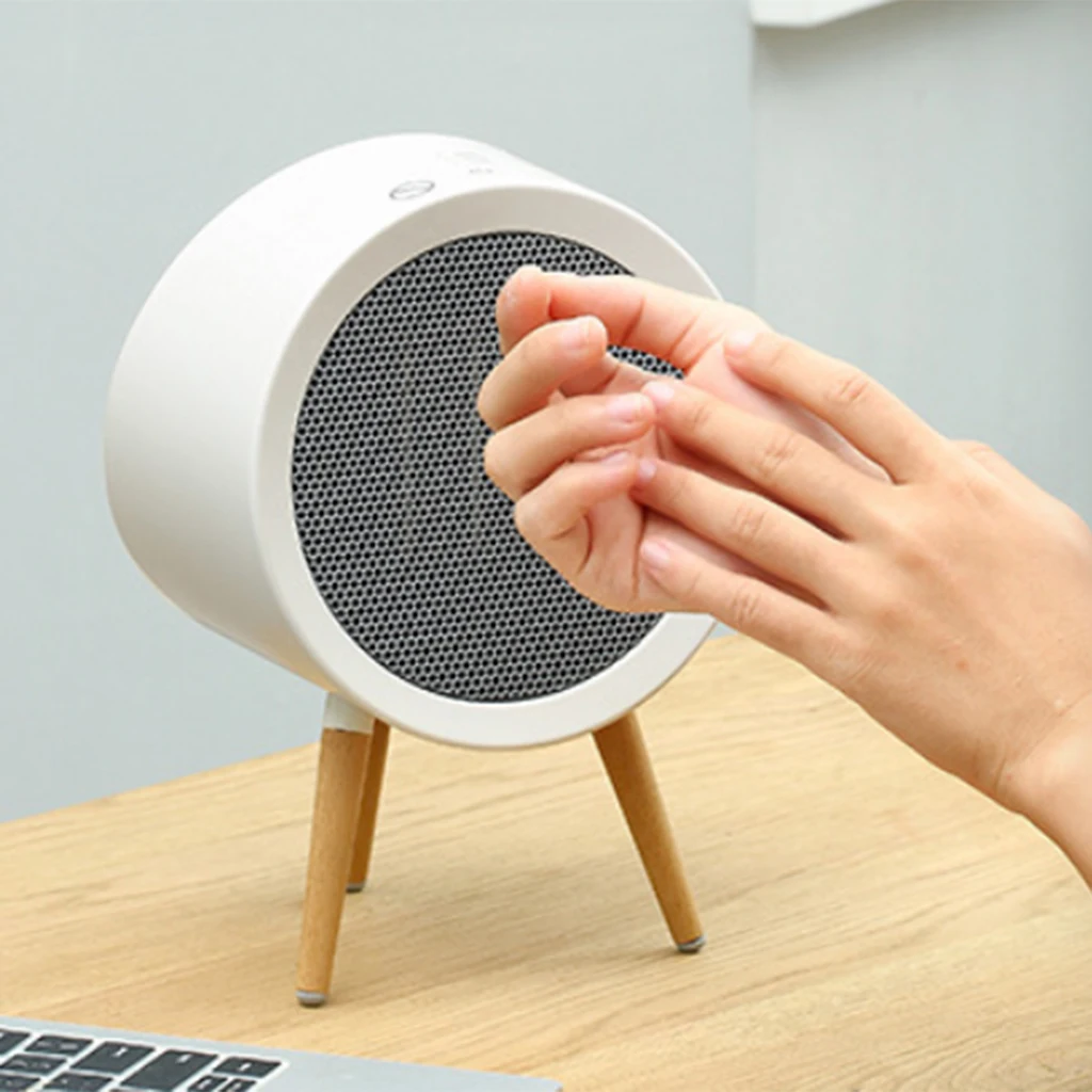 Mini Desktop/Floor Space Heater, Ceramic Heater with 3 Wooden Legs Simple Design