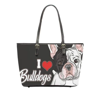 

Customzied 2020 Women Handbags Cute Bulldogs Boston Terrier Print Leather Shoulder Ladies Bags Lurury Female Top-handle Mujer