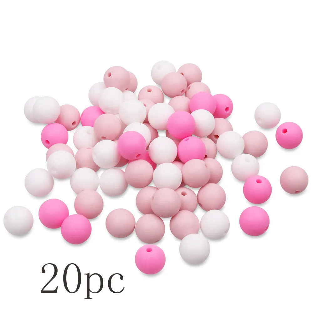 Beads 15mm TYRY. HU Прорезыватель силиконовых бусин пастельный розовый пищевой силиконовый Прорезыватель для зубов Ожерелье детский Прорезыватель - Цвет: Beads 15mm