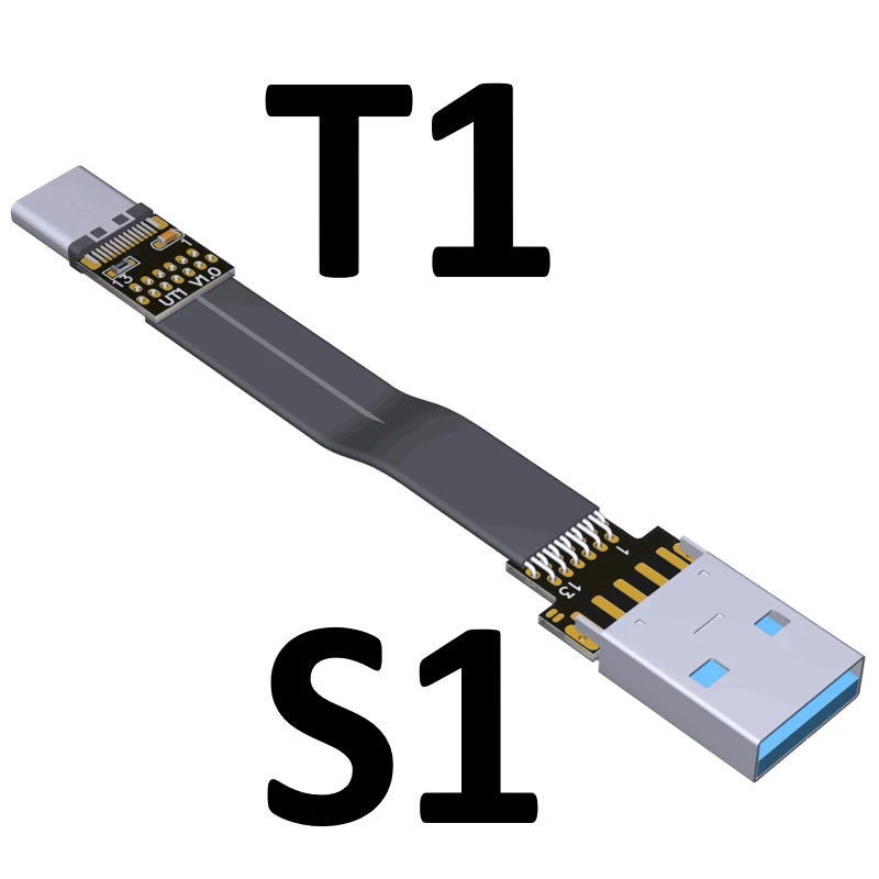 USB Type-C 리본 케이블 플랫 EMI 차폐 FPC 케이블 USB 3.0 유형 C 90도 각도 커넥터 위쪽 5cm-3m USB 3.1