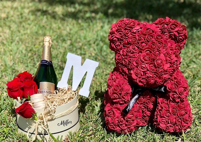 Дропшиппинг 25 см/40 см Мишка Тедди роза искусственный цветок «Роза» медведя рождественские украшения для дома подарки на день Святого Валентина