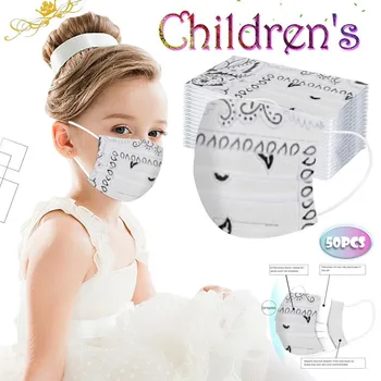 

50Pc Kids Disposable Face Mask Fashion Cute Print Non-Woven 3 Layer Baby Face Masks For Germ Protection Mascarillas Flag Bandana