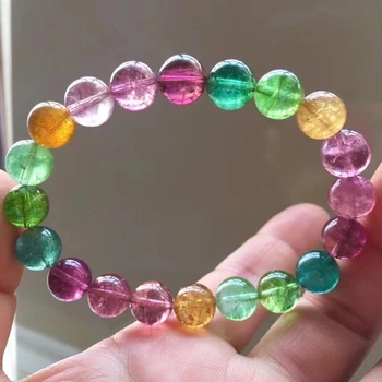 

Certificate Natural Colorful Tourmaline Quartz Rainbow Bracelet 9.8mm Clear Round Beads Brazil Women Men Tourmaline AAAAAAA