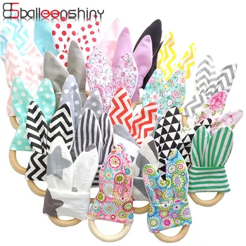 

BalleenShiny Wooden Baby Teething Rings Infant Teether Toy Necklace Bracelet For 3-12 Month Infants Tooth Care Products 16*7cm