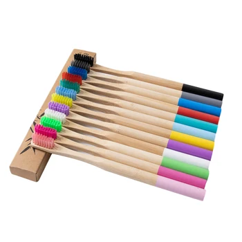 

Colorful Handle Toothbrush Soft Bristle Round Bamboo Handle Toothbrush Eco-friendly Teeth Cleaning Tooth Brush Oral Care Tools