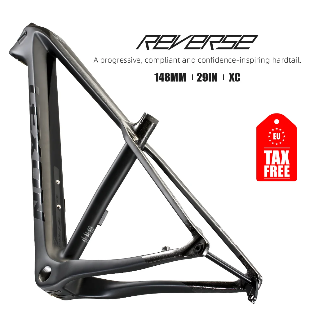 Bicycle Frame Lexon Carbon 29er Mountain 148*12mm Thru Axle MTB 15/17/19inch BSA Black Color Hartails