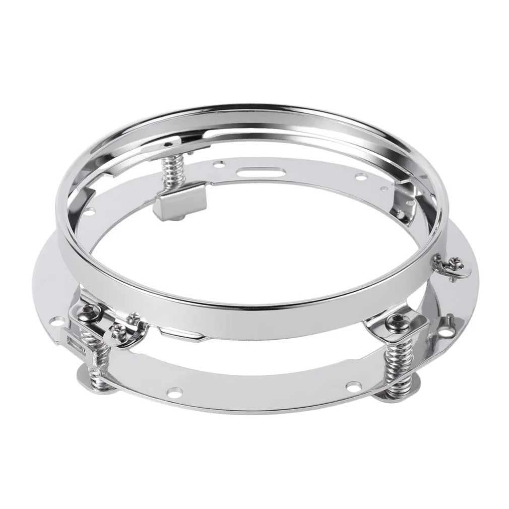 

7 Inch Stainless Steel Round LED Headlight Mounting Bracket Ring for Harley Built-in Strong Springs Chrome Plated