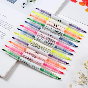 

Double-headed highlighter 6-color marker color marker pen creative student marker pen candy fluorescent pen set