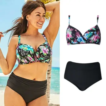 

Plus Size Women's High Waist Striped Bikini Set Swimsuit Beach Swimwear 2 piece