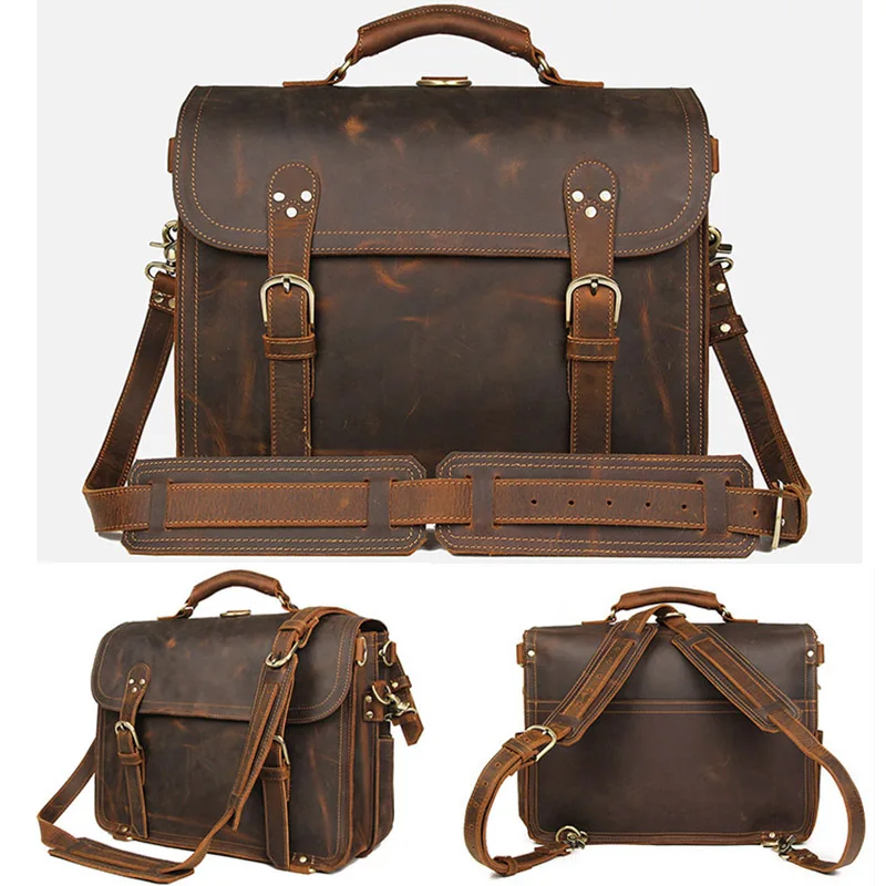 Luufan Crazy Horse мужской портфель из натуральной кожи подходит для 17 &quotноутбука рюкзак