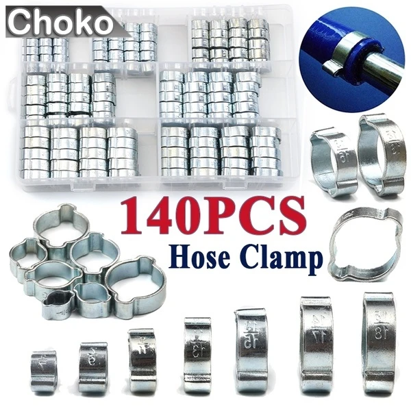 140PCS Stainless Steel Zinc Plated Double Ear Hose Clamp With Storage