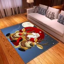 Merry Christmas Santa Claus Printed Carpets for Living Room Bedroom Area Rug Kitchen Anti-Slip Doormat Home Hallway Decor Carpet