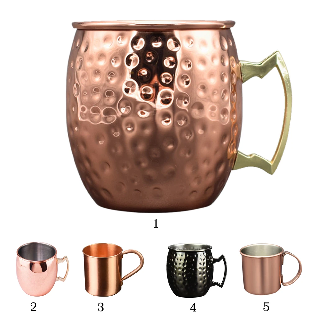 STAINLESS STEEL WITH COPPER PLATED MOSCOW MULE CUP MUG Hammered 5 Types