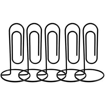 

5 Pcs Desktop Memo Holder Jumbo Paper Clip Office Stand Memo Holders Multifunctional Desk Organiser/Black