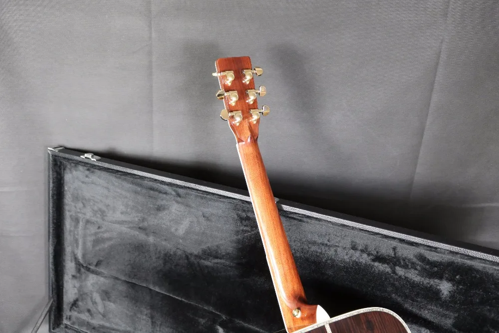 41 ''D стиль C-45 Акустическая Электрогитара Fishman EQ Solid Top. Твердый палисандр, гриф из черного дерева, Абалон инкрустация гриф из красного дерева