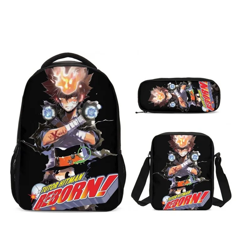 HITMAN REBORN печать школьные сумки школьная сумка для мальчика Mochila Infantil детские школьные рюкзаки для мальчиков-подростков - Цвет: Коричневый