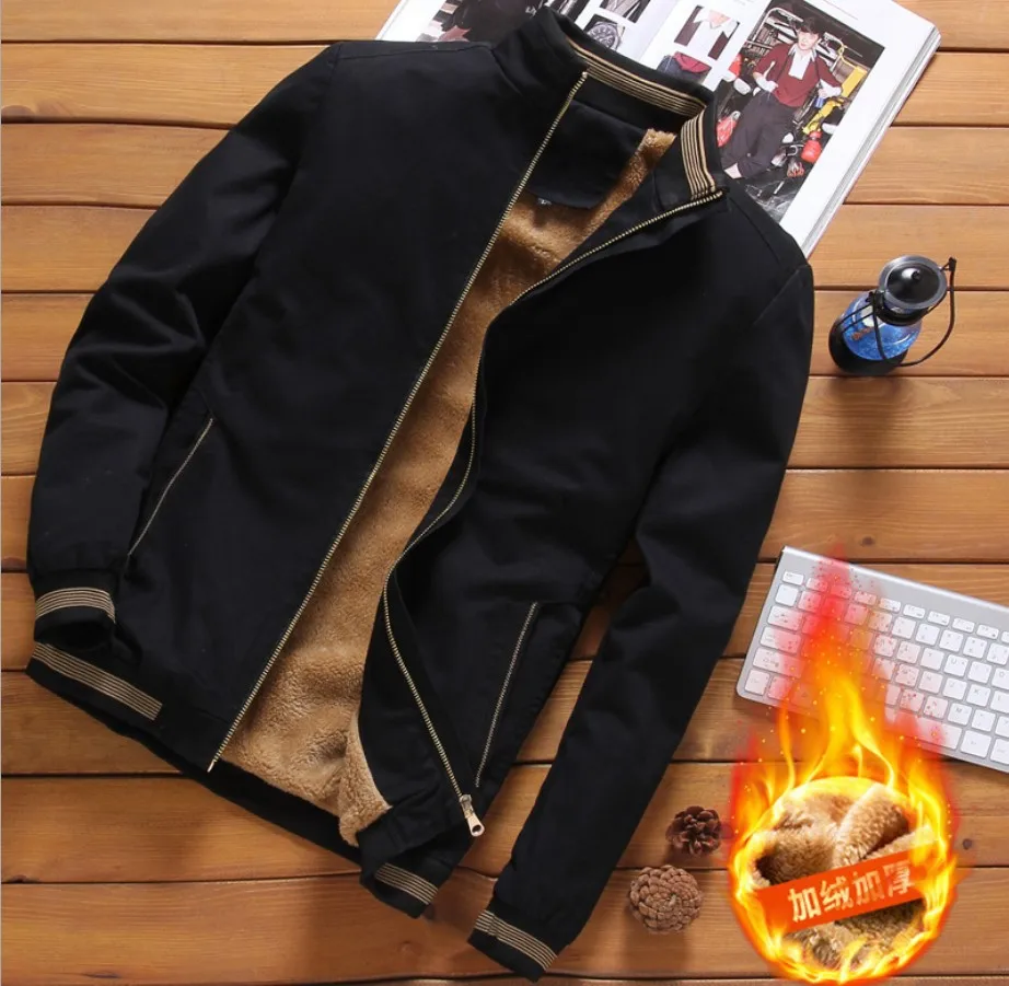

Men 19 Winter New Style plus Velvet Men Jacket Youth Korean-style Slim Fit Stand Collar Coat Men'S Wear Fashion