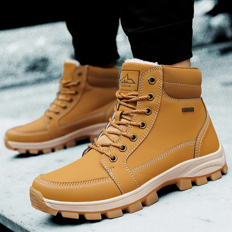 

Casual Work Shoes Boys Warm Wool Snow Ankle Boots for Men Winter Plus Cotton Keep Warmoutdoor Snow Boots Causal Men Shoes 45