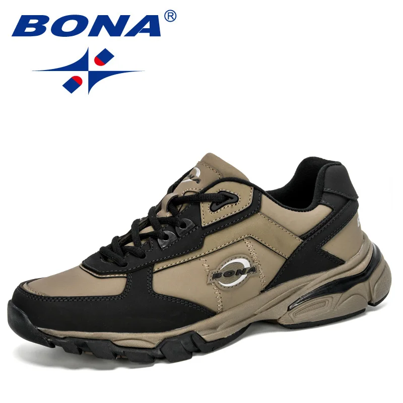 

BONA 2020 New Style Action Leather Sneakers Men Running Jogging Shoes Man Fashion Krasovki Light Trainers Footwear Comfortable