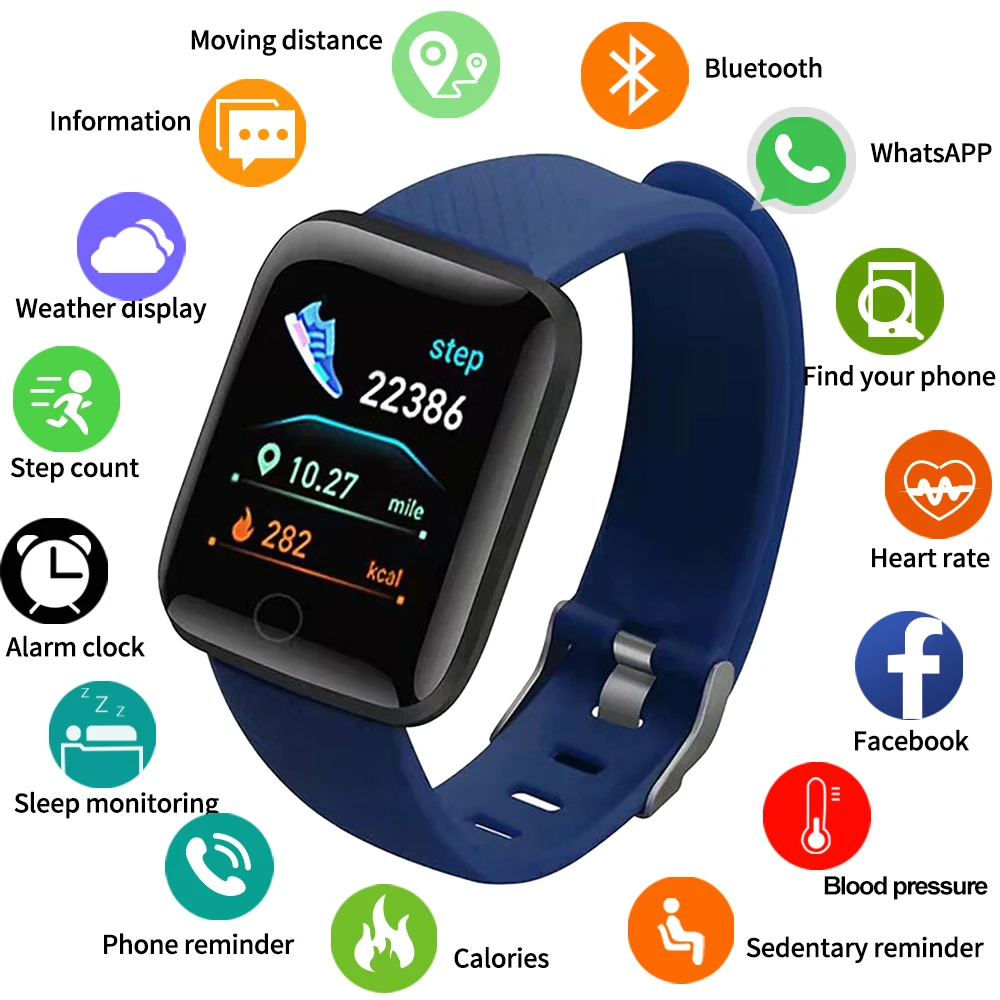 116plus Smart Sports Bracelet 1.44'' TFT Single-touch Screen Fitness/Health Monitor Long Standby IP67 Waterproof Watch |