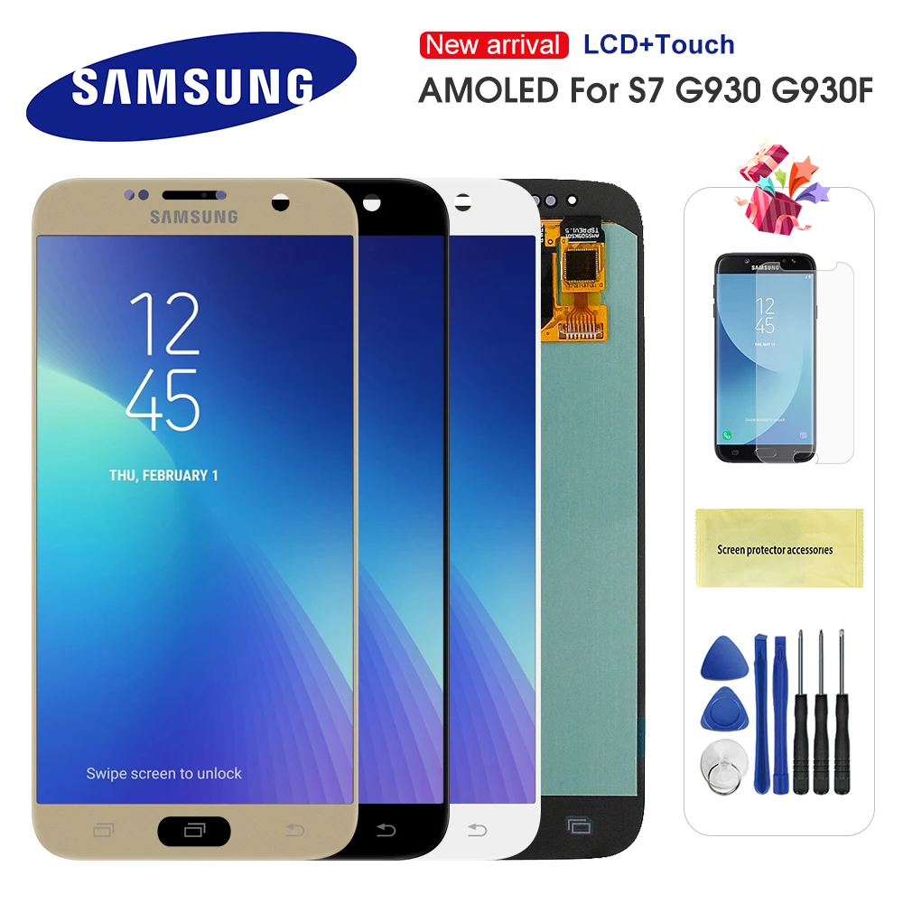 

Original LCD For Samsung Galaxy S7 Flat LCD Display G930 G930F Touch Screen Digitizer Replacement Parts Super AMOLED