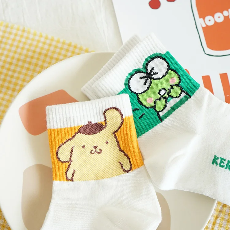 Носки с рисунком аниме Gudetama kerokerokeroppi Pom Purin Cinnamoroll babyCinnamoroll Корейские осенние женские хлопковые носки милые забавные