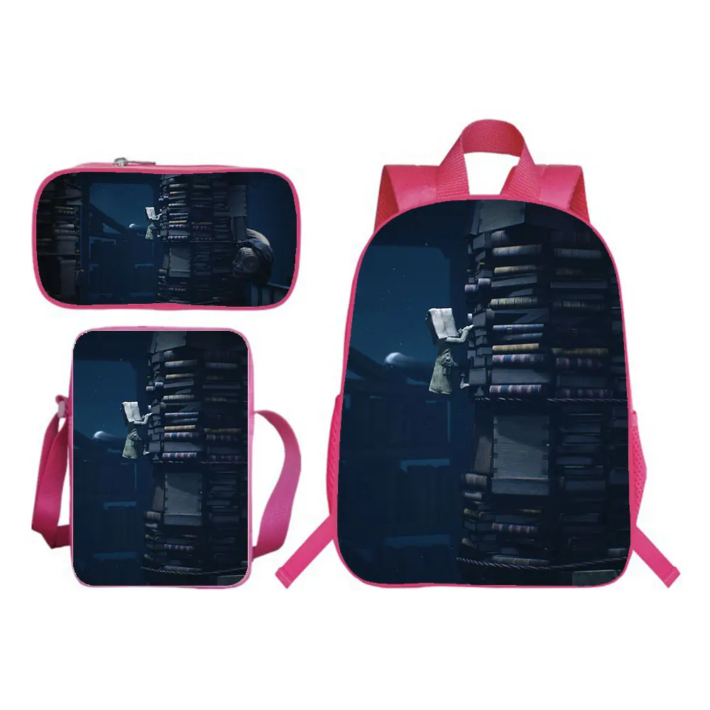 Little Nightmares New Kids Backpack 3pcs Set Boy Girl School Bag Teens Bookbag Rucksack Gift(backpack+shouder Bag+pen Bag)