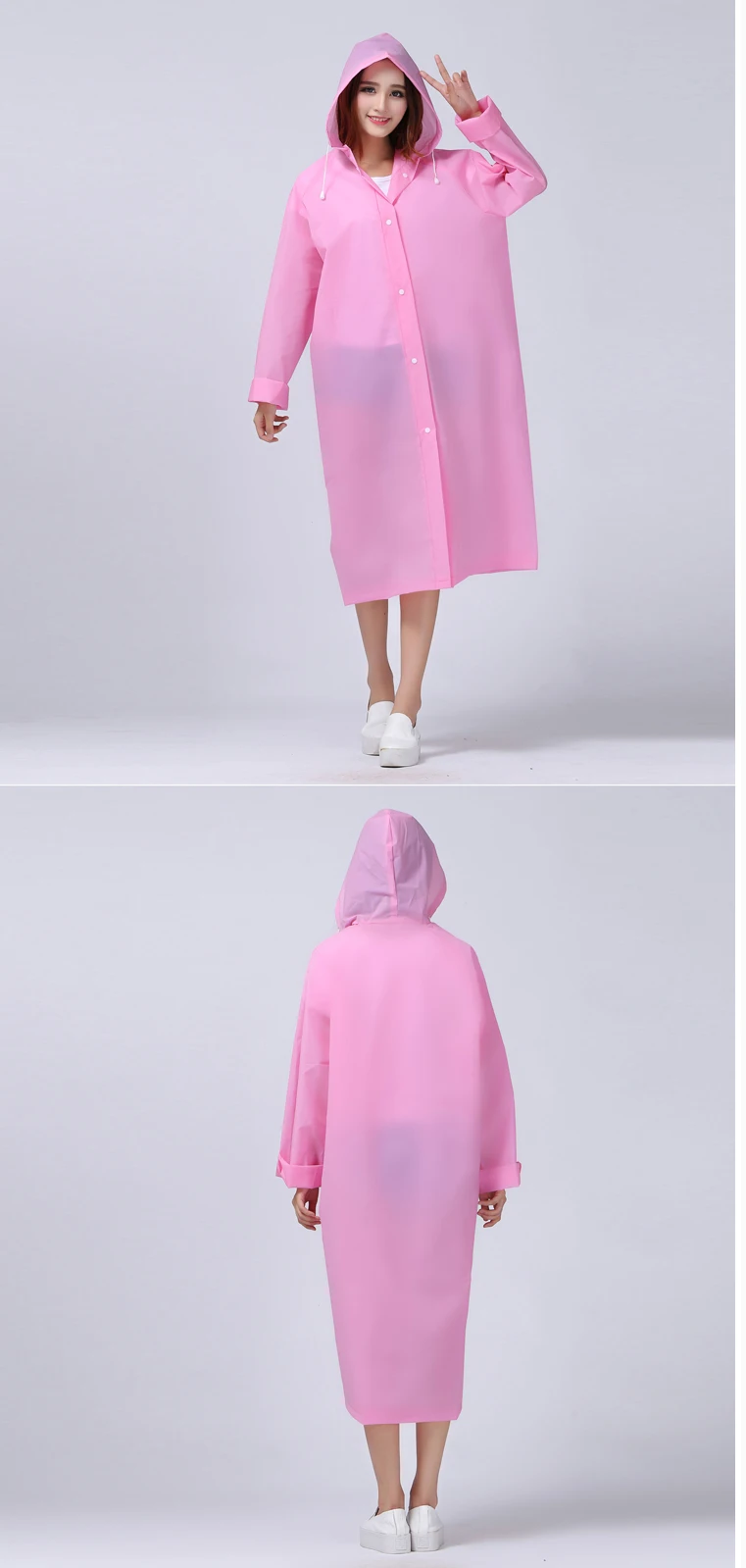 Women Transparent Portable Long Raincoats 14