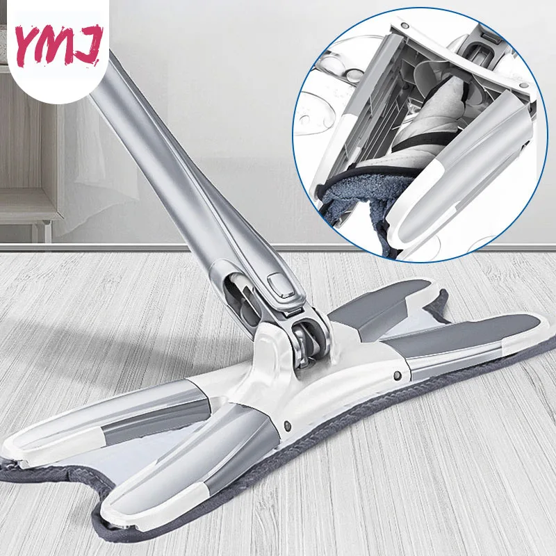 Casa fregona limpiador de suelos de aluminio largo mango de aleación de Material de microfibra fuerte absorción de agua colada de la mano libre de fregona girar