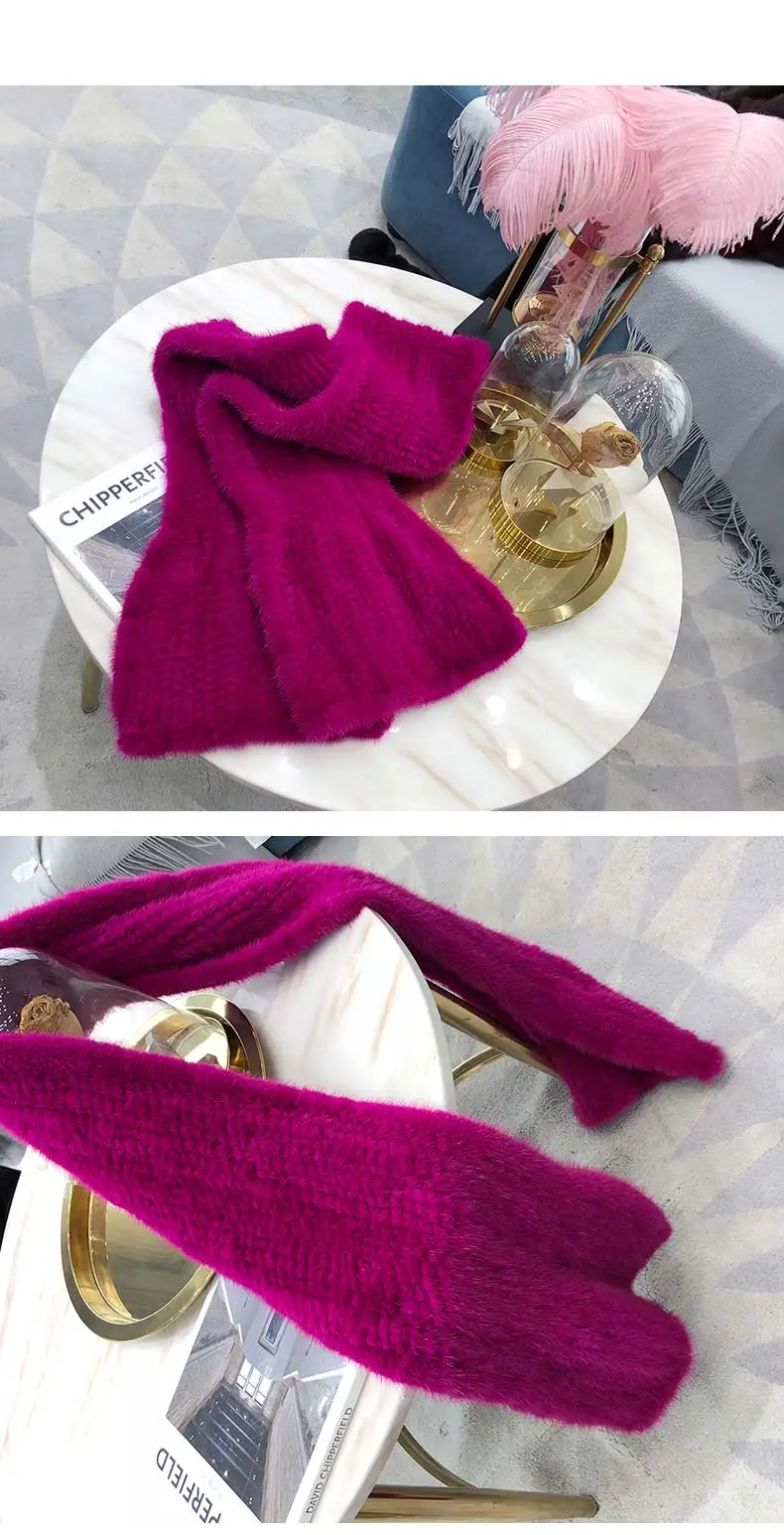 Женский зимний меховой шарф с водяным мехом, шерстяной тканый меховой шарф в Корейском стиле