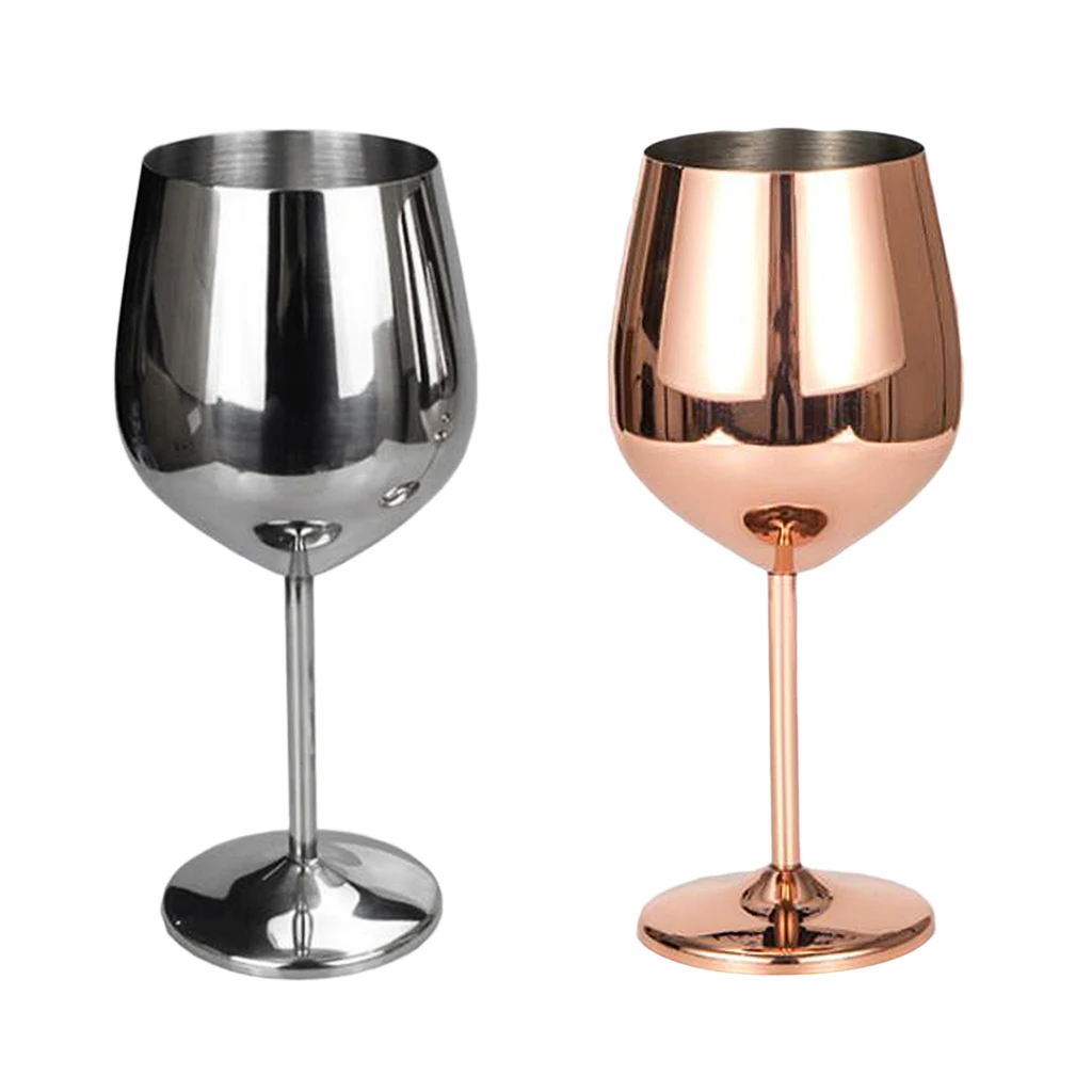 Stainless Steel Wine Glass Goblet White or Red Wine Drinking Glasses Cup, Silver / Rose Gold