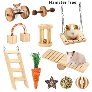 

Bunny Chew Toys Set of 11pcs Natural Wood Toys for Chinchilla Hamster Parrot Rabbit Adoroble Toys for small pets