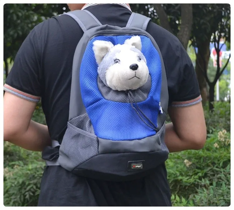 Переноска для домашних животных, рюкзак для домашних животных, переносная дорожная сумка, передняя сумка для домашних собак, сетчатый рюкзак с двойным плечом на открытом воздухе DB - Цвет: Синий