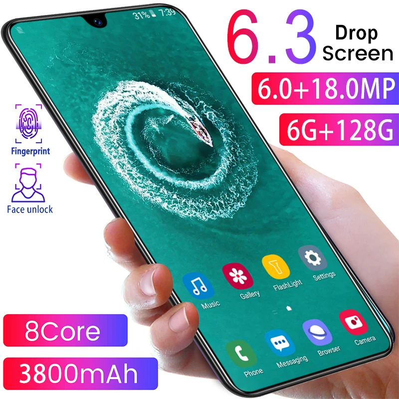 Cheap phone A21pro Mobile phone 6.3 inch Water Drop Screen 4G Cellphone 6GB+128GB Smartphone 6MP+18MP Unlocked smartphone
