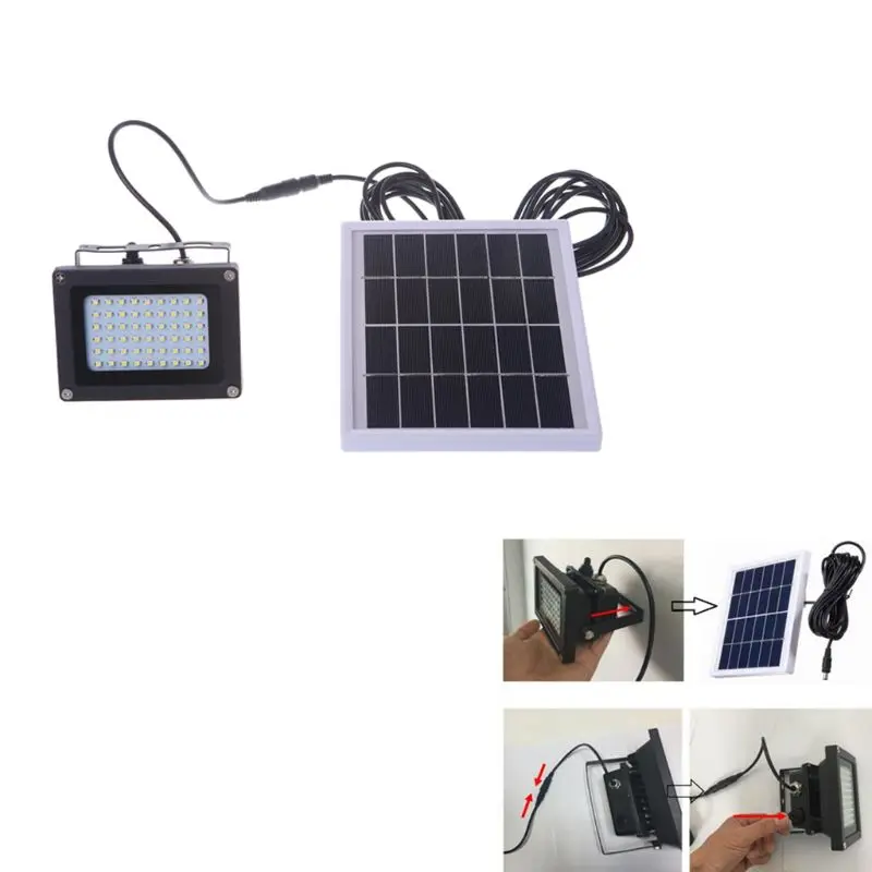 

54LED Solar Powered Floodlight Spotlight 6W Spotlight White Auto Solar Lamp Outdoor for Garden Street Garage