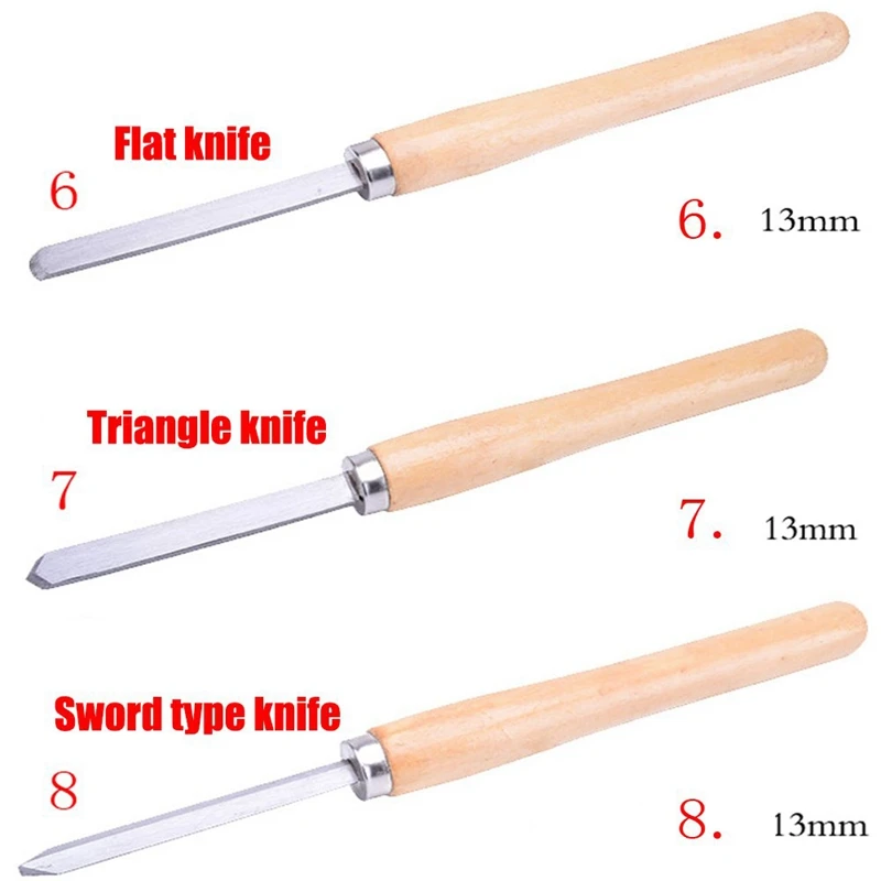 8Pcs/Set Woodworking Carving Chisel Knives Set Turning Tools Wood Craft Gouge Skew Parting Detail Chisel Handle Sculpture Knives woodworking boring machine
