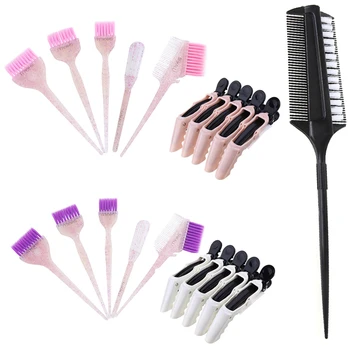 

1 Set Hair Dye Tools Kit Crocodile Clips Highlighting Comb Dyeing Brush Hair Coloring Set for Hairdressing Salon