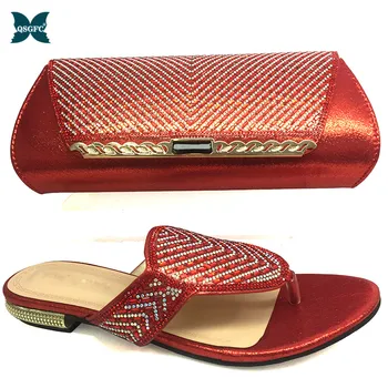 

2020 New Red Color Matching Shoes and Bag Set In Heels African Shoes and Matching Bags Italian design Matching Shoe and Bag Set