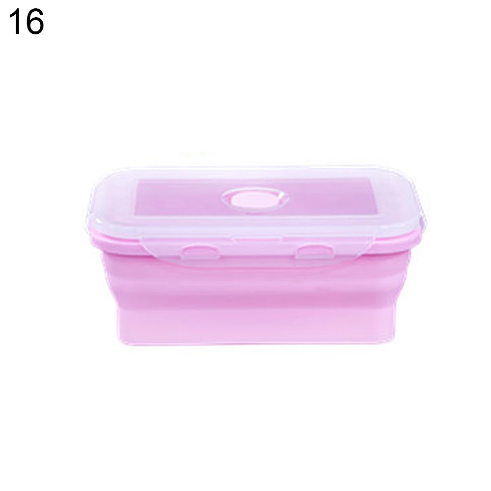 350/540/800/1200ml силиконовая складная коробка для завтрака бенто ланч бокс чаша Еда контейнер салат контейнер для хранения Кухня аксессуары - Цвет: Pink 350ml