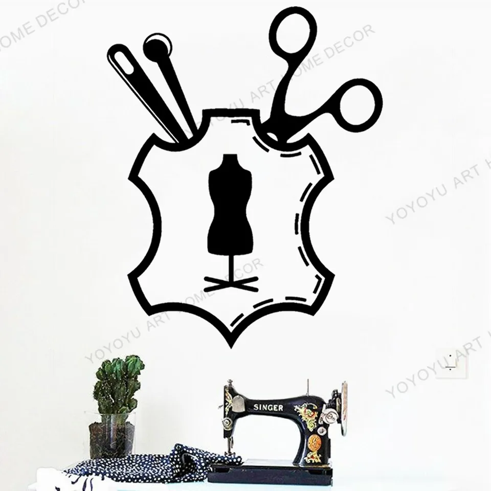 Vinyl Wall Decals Sewing Tailor Atelier Fashion Designer Clothing Store Wall Window Door Sticker Decor Waterproof Jc149 Aliexpress