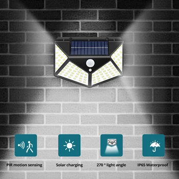 

Outdoor LED Solar Lamp 3 Modes with Motion Sensor Waterproof Exterior Solar Powered Garden Lights for Home Lighting Night Light