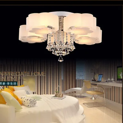 Современная Слива акриловая спальня светодиодные люстры освещение Lustre Хрустальная гостиная диммируемая Потолочная люстра-подсвечник светильники