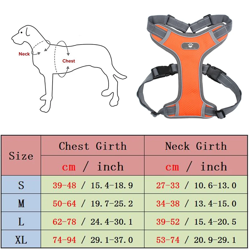 padded dog collars	 Pet Dog Harness Reflective Dogs Chest Strap Breathable Mesh Dog Collar For Labrador Husky Training Walking Dog Accessories 3 inch wide dog collars	