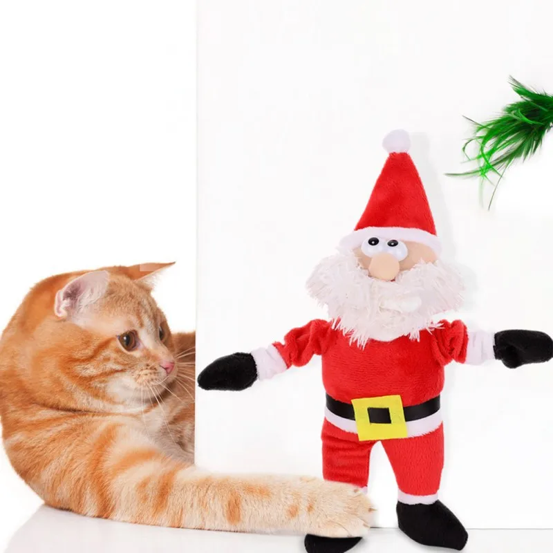 

Christmas Santa Claus Snowman Elk Doll Cat Toys Soft Scratch-resistant Durable Toys Pet Cats Dog Chewing Toy Xmas New Year Gifts